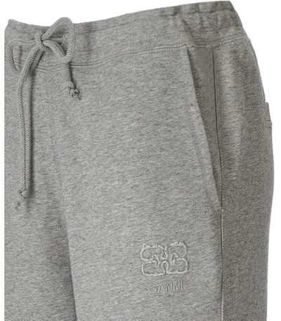 Shop Ganni Isoli Mélange Grey Wide Leg Sweatpants