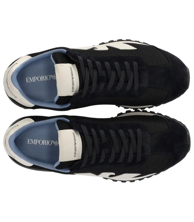 Shop Emporio Armani Blue Sneaker With Logo