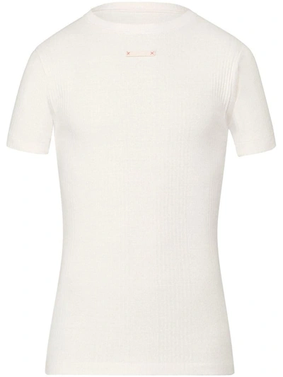 Shop Maison Margiela T-shirt With Application In Nude &amp; Neutrals
