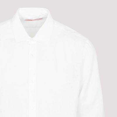 Shop Orlebar Brown Giles Linen Shirt In White