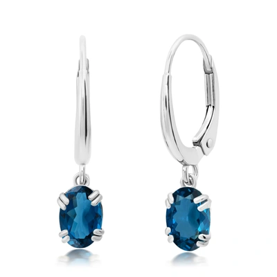 Nicole Miller 10k White Or Yellow Gold Oval Cut 6x4mm Gemstone Dangle Lever Back Earrings For Women With Push Back In Multi