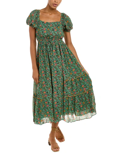 Shop Celina Moon Tiered Midi Dress In Green