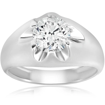 Pompeii3 1 1/2ct Diamond Solitaire Mens Belcher Wedding Ring 14k White Gold In Multi