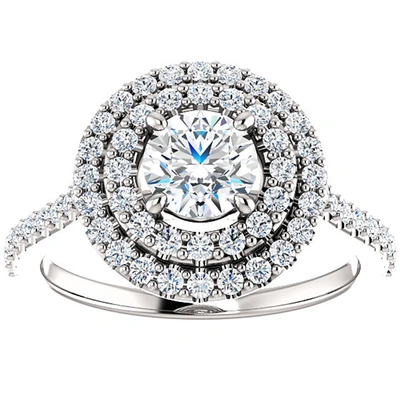 Pompeii3 1 Ct Diamond Ex3 Lab Grown Double Halo Engagement Ring 10k White Gold In Multi