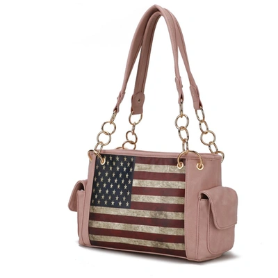 Mkf Collection By Mia K Alaina Vegan Leather Women's Flag Shoulder Bag In Pink