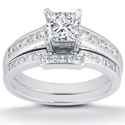 Pompeii3 1ct Princess Cut Channel Set Diamond Wedding Engagement Ring 14k White Gold In Multi