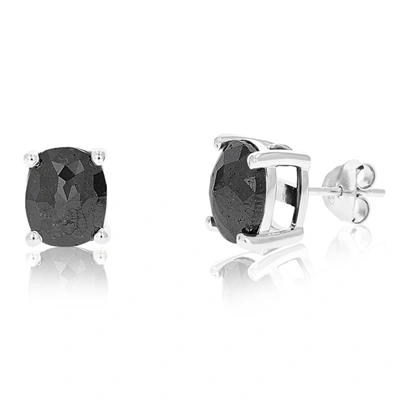Vir Jewels 5 Cttw Oval Shape Black Diamond Stud Earrings .925 Sterling Silver Prong Set In Silver