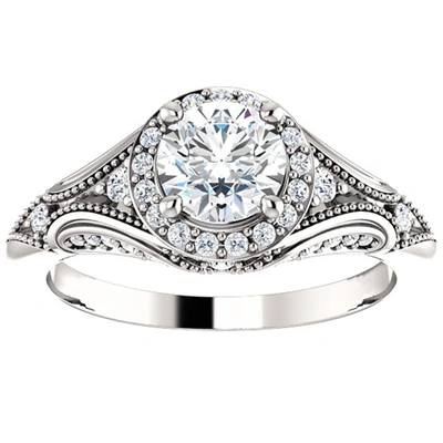 Pompeii3 1ct Vintage Diamond Engagement Round Halo Ring 14k White Gold In Multi
