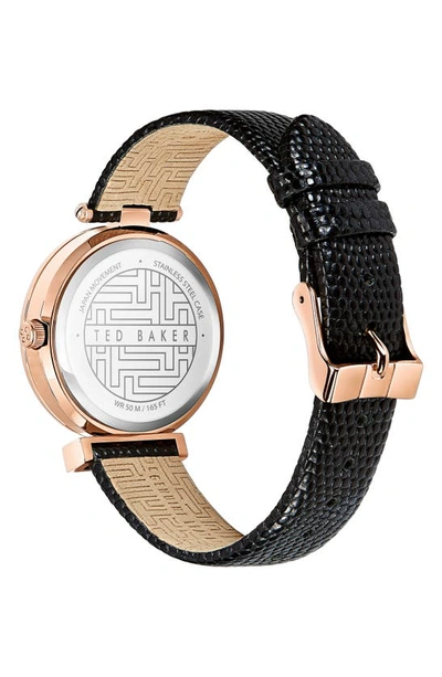 Ted Baker Bow Leather Strap Watch, 36mm In Black