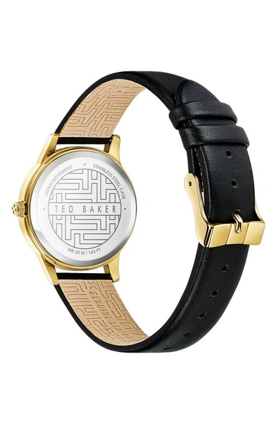 Ted Baker London Fitzrovia Flamingo Leather Strap Watch, 34mm In Black