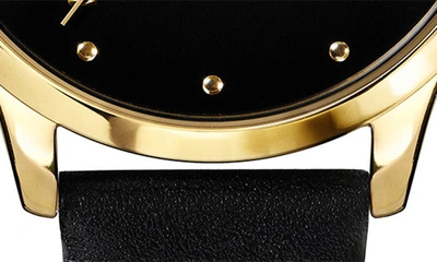 Ted Baker London Fitzrovia Flamingo Leather Strap Watch, 34mm In Black