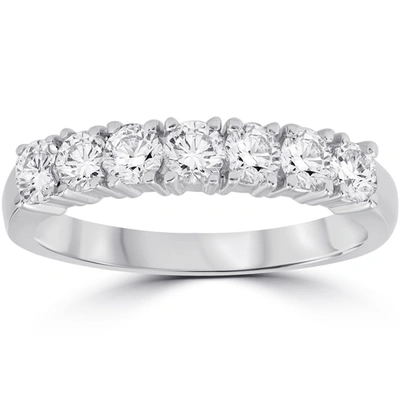 Pompeii3 3/4 Ct Lab Grown Diamond Ex3 7-stone Wedding Ring 14k White Gold In Multi
