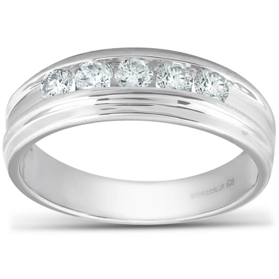 Pompeii3 1/2 Ct Diamond Mens Wedding Ring 10k White Gold In Multi