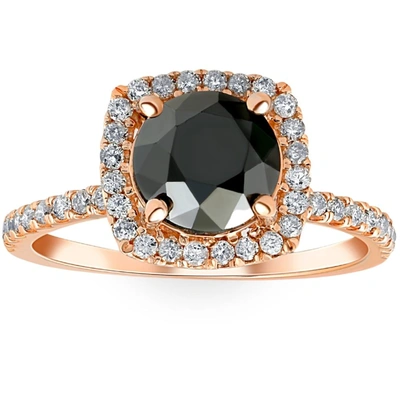 Pompeii3 2 1/2 Ct Black & White Diamond Cushion Halo Engagement Ring In Multi