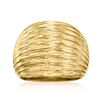 Shop Ross-simons Italian 18kt Gold Over Sterling Ribbed Dome Ring In Yellow
