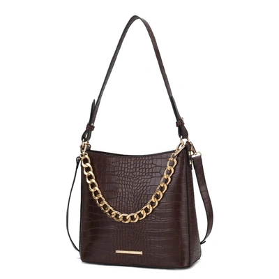 Mkf Collection By Mia K Bizzy Faux Crocodile-embossed Vegan Leather Women's Shoulder Handbag In Gold