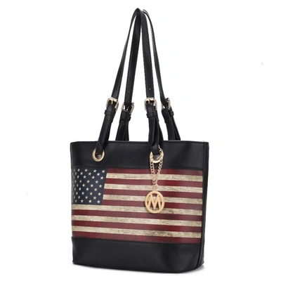 Mkf Collection By Mia K Vera Vegan Leather Patriotic Flag Pattern Women's Tote Bag In Black