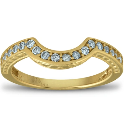 Pompeii3 1/5 Ct Diamond Curved Wedding Engagement Ring Enhancer Band 14k Yellow Gold In Multi