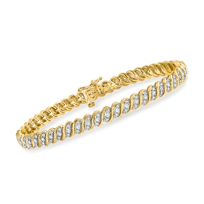 Ross-simons 1.00- Diamond Twisted-link Bracelet In 18kt Gold Over Sterling In Multi