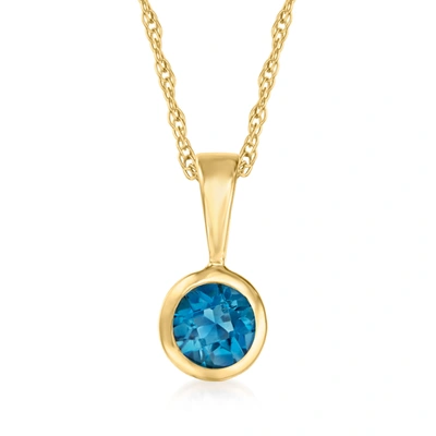 Rs Pure Ross-simons London Blue Topaz Pendant Necklace In 14kt Yellow Gold. 16 Inches In Multi