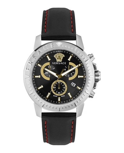 Shop Versace New Chrono Strap Watch In Silver