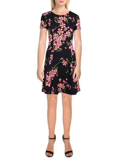 Shop Jessica Howard Petites Womens Ribbed Midi Fit & Flare Dress In Multi