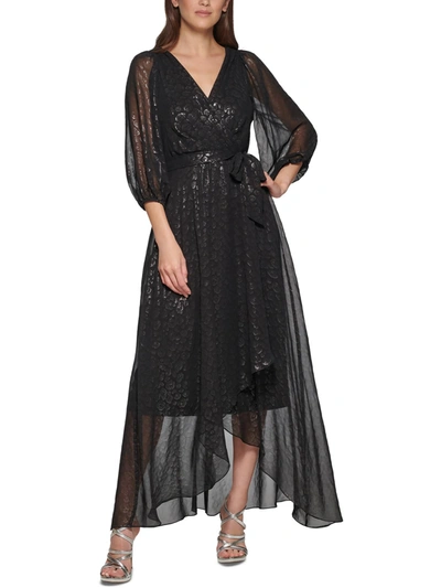 Shop Dkny Womens Chiffon Animal Print Maxi Dress In Black