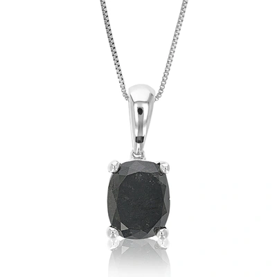 Vir Jewels 3 Cttw Oval Shape Black Diamond Pendant Necklace Sterling Silver With Chain In Silver