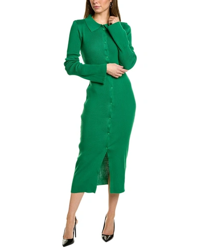 Shop Serenette Button Front Midi Dress In Green