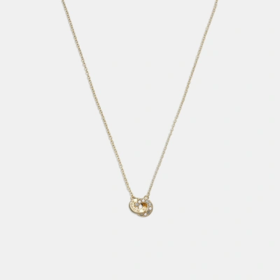 COACH OUTLET INTERLOCKING OPEN CIRCLE PEARL PENDANT NECKLACE 