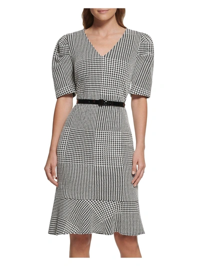 Shop Karl Lagerfeld Womens Belted Mini Wear To Work Dress In Multi