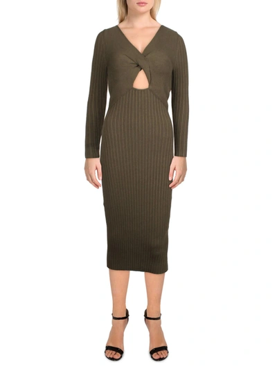 Shop Ramy Brook Pilar Womens Criss-cross Front Midi Sweaterdress In Green