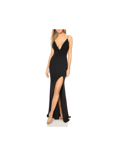 Shop Katie May Saylor Womens Crepe V-neck Evening Dress In Black