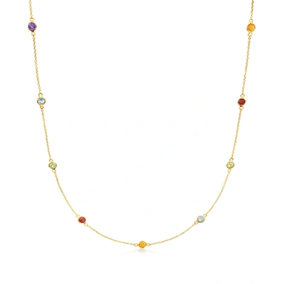 Rs Pure Ross-simons Multi-gemstone Station Necklace In 14kt Yellow Gold In Multi