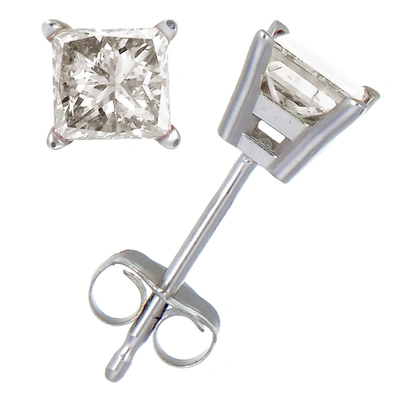Vir Jewels 2/3 Cttw Princess Cut Diamond Stud Earrings 10k White Gold 4 Prong With Push Backs In White