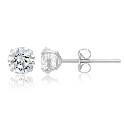 Max + Stone 14k Solid Gold Round Cut Stud Earrings With Genuine Swarovski Zirconia In Multi