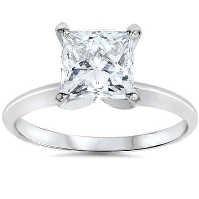 Pompeii3 1 1/2 Ct Princess Cut Diamond Solitaire Engagement Ring 14k White Gold In Multi