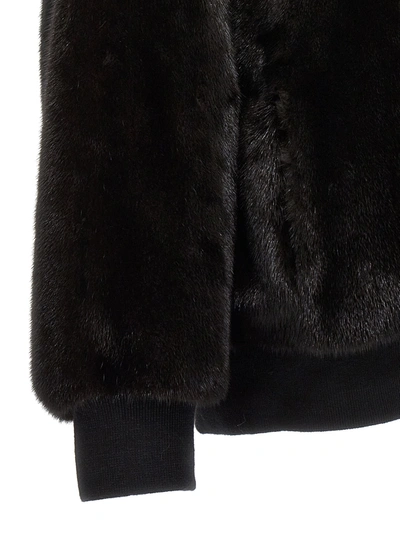 Shop Blancha Mink-nylon Duvet Fur Black