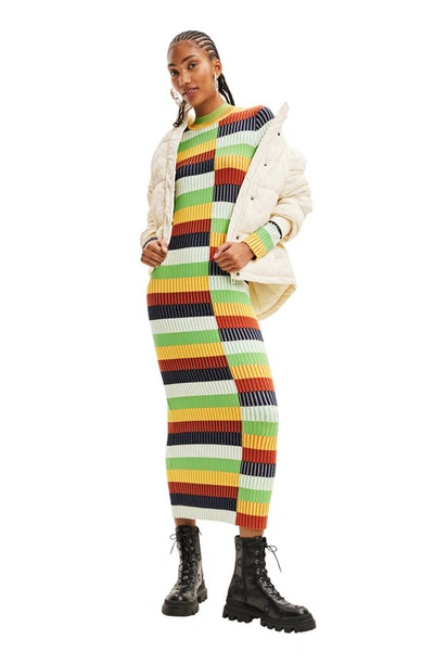 Shop Desigual Sico Stripe Colorblock Long Sleeve Sweater Dress In Mix