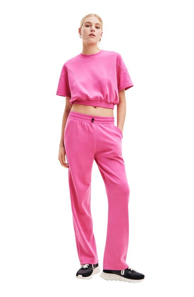 Desigual Elastic Waist Pants In Pink