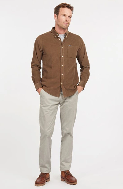 Shop Barbour Ramsey Tailored Fit Corduroy Button-down Shirt In Brown
