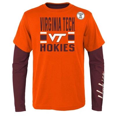 Shop Outerstuff Preschool Maroon/orange Virginia Tech Hokies Fan Wave Short & Long Sleeve T-shirt Combo Pack