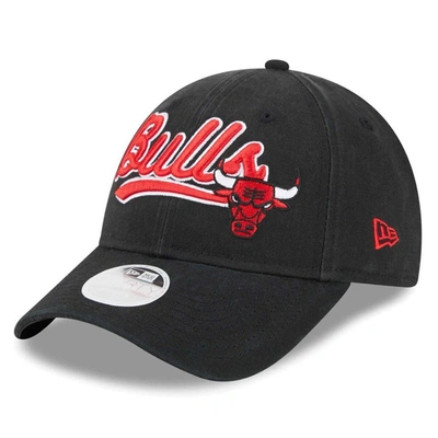 Shop New Era Black Chicago Bulls Cheer Tailsweep 9forty Adjustable Hat