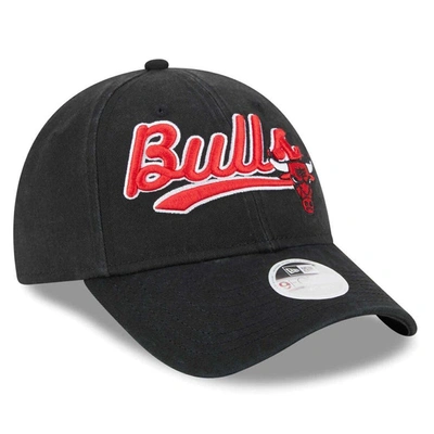 Shop New Era Black Chicago Bulls Cheer Tailsweep 9forty Adjustable Hat