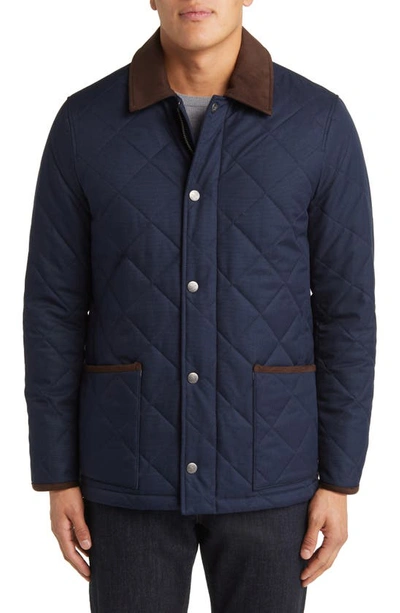 Hart Schaffner Marx Erikson Water Resistant Quilted Riding Jacket In Navy