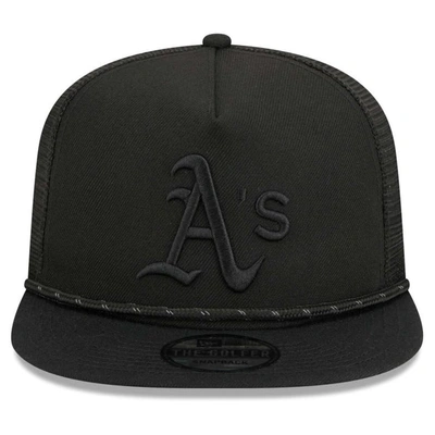 Shop New Era Oakland Athletics Black On Black Meshback Golfer Snapback Hat