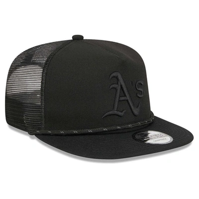 Shop New Era Oakland Athletics Black On Black Meshback Golfer Snapback Hat