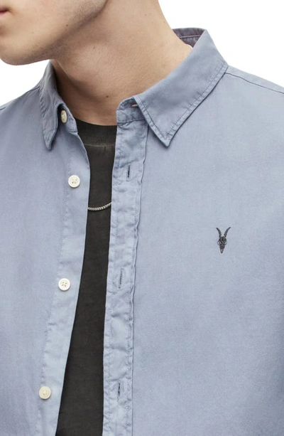 Shop Allsaints Hawthorne Slim Fit Button-up Shirt In Amethyst Blue