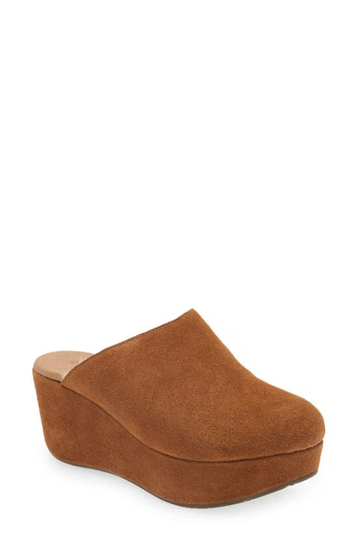 Shop Chocolat Blu Yoselin Genuine Shearling Suede Platform Mule In Brown Suede