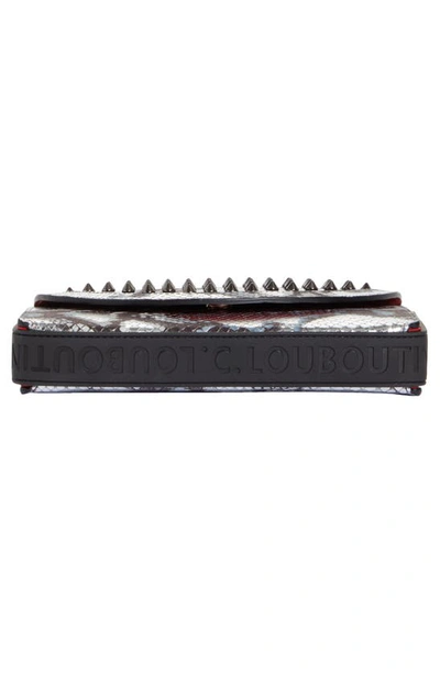 Shop Christian Louboutin Explorafunk Spike Snake Embossed Metallic Leather Wallet On A Strap In Black/ Gun Metal/ Multi